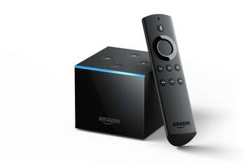 Amazon Fire TV Cube vor weißem Hintergrund