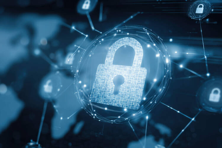 Ein digitales, verschlüsseltes Schloss als Grafik.