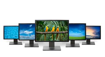 Mehrere Monitore vor weißem Hintergrund