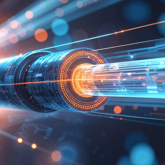 Eine Grafik von einem Glasfaserkabel. 