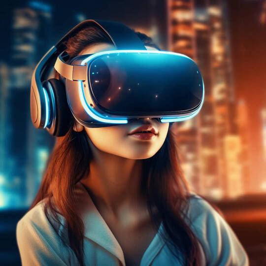 Frau trägt VR-Brille