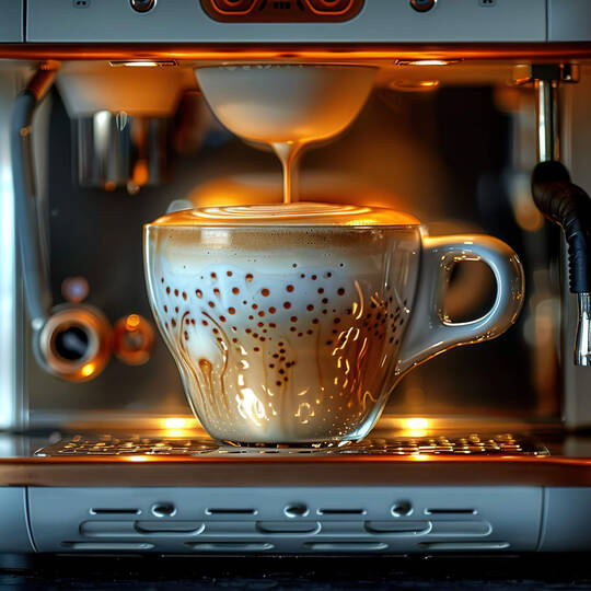 Kaffeetasse wird befüllt mit Kaffee