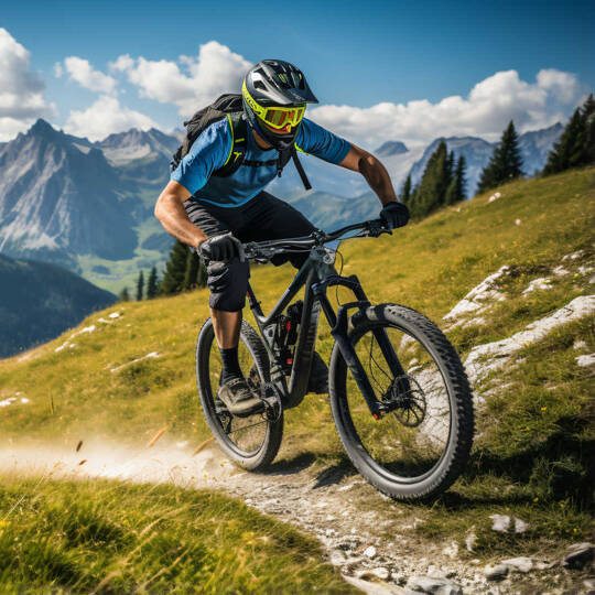Mountainbikefahrer in den Alpen