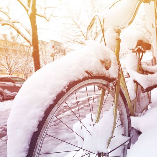 Fahrrad im Winter.